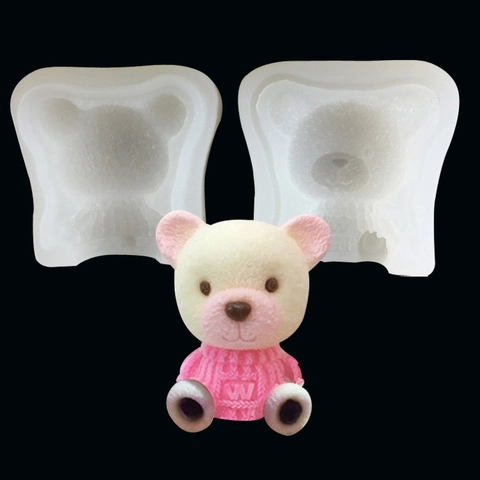 3D Teddybär Silikonform Für DIY Handgefertigte Fondant Kuchen Schokolade Topper W Brief Bär Strickmuster Backwerkzeug