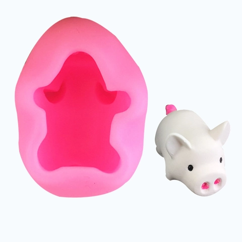 Molde de Silicona con Forma de Cerdo DIY 3D Dibujos Animados Animal Fondant Pastel Chocolate Jabón Resina Vela Herramienta Rosa
