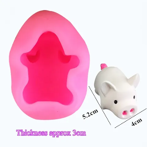 Molde de Silicona con Forma de Cerdo DIY 3D Dibujos Animados Animal Fondant Pastel Chocolate Jabón Resina Vela Herramienta Rosa