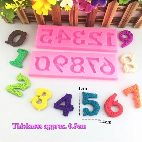 Molde de Silicona con Números en Relieve Vintage para Pastel de Fondant Chocolate Caramelos Cifras Numéricas Herramienta para Hornear