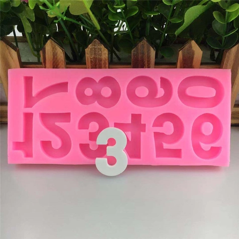 DIY Number Shape Silicone Fondant Cake Mold Chocolate Candy Jelly Baking Decoration Tool Pink Kitchen Dessert Mold