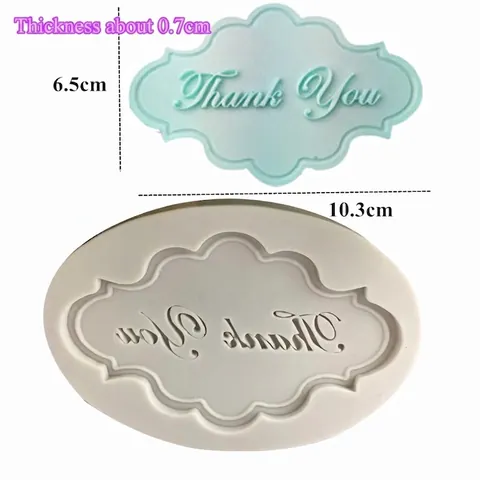 Thank You Silikonform Blumenrand Rechteckig Oval Kuchen Fondant Schokoladenform Handgefertigt DIY Backen Bastelwerkzeug