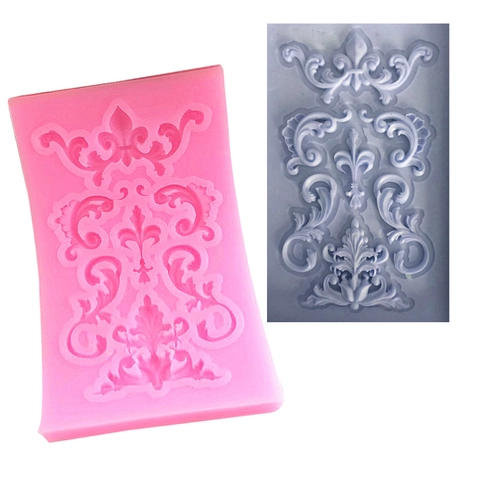 Vintage Totem Scroll Border Silicone Mold Baroque Floral Relief Fondant Chocolate Cake Decorating Tool Handmade Soap Mold