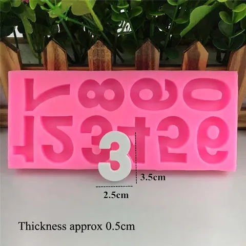DIY Number Shape Silicone Fondant Cake Mold Chocolate Candy Jelly Baking Decoration Tool Pink Kitchen Dessert Mold