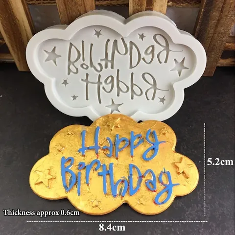 Happy Birthday Wolkenform Silikonform Für Fondant Schokolade Tortenaufsatz Sterne Design Backen Dekoration DIY Manuelles Werkzeug