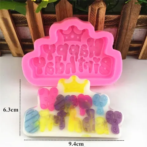 Stampo in Silicone Corona Happy Birthday per Decorazione Torte Fai da Te Strumento da Forno Fondente Cioccolato Artigianato in Resina