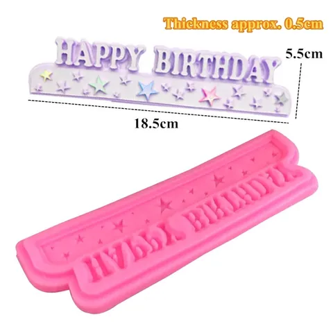 Happy Birthday Sterne Silikonform Fondant Schokolade Backen Dekoration Werkzeug Rosa Sternmuster Festliches Backzubehör