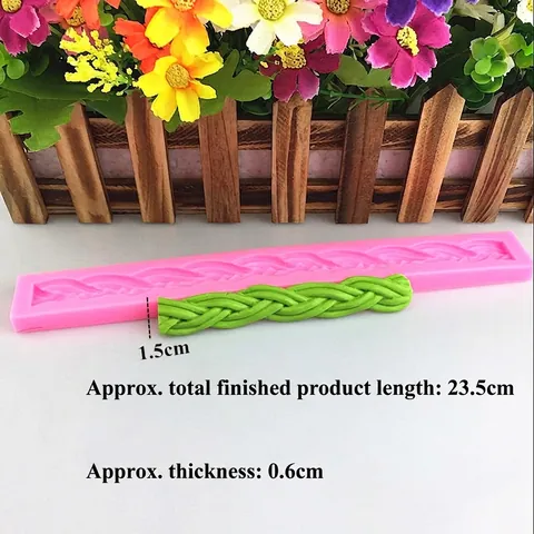 Braided Rope Chain Silicone Fondant Cake Mold Pink Twist Pattern For Chocolate Sugar Craft Baking Decorating Border Tools