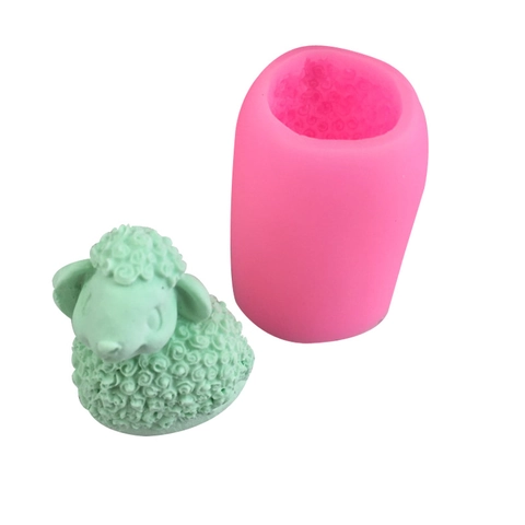 3D Sheep Silicone Mold For DIY Handmade Candle Soap Fondant Cake Chocolate Decorative Baking Tool Pink