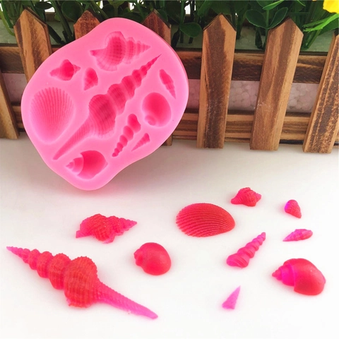 Oceaan Thema Zeeschelp Wulk Zeester Siliconen Vorm Voor Fondant Taart Decoratie Chocolade DIY Bakgereedschap Roze Vorm