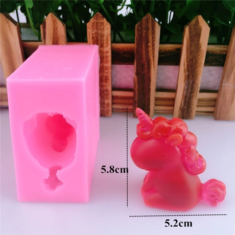 Molde de Silicona con Forma de Unicornio 3D para Jabón Artesanal Vela Resina Fondant Decoración de Pasteles Rosa