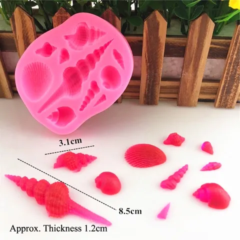 Oceaan Thema Zeeschelp Wulk Zeester Siliconen Vorm Voor Fondant Taart Decoratie Chocolade DIY Bakgereedschap Roze Vorm