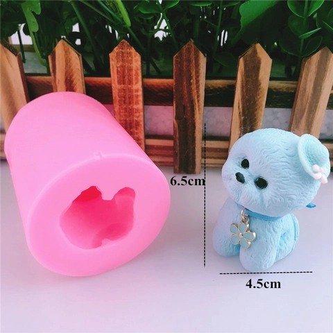 3D Cute Bichon Puppy Dog Silicone Mold For DIY Baking Fondant Aromatherapy Stone Chocolate Cake Decoration Handmade Craft Mold Pink