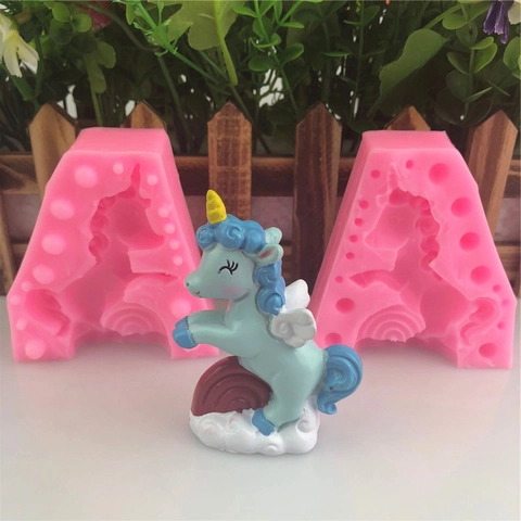 Molde de Silicona para Pasteles de Unicornio DIY para Fondant Chocolate Mousse Helado Herramienta de Repostería 3D