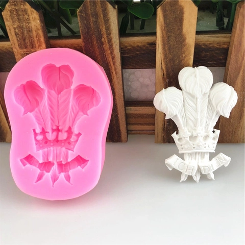 Handgemachte Feder Krone Wappen Silikonform Für Fondant Tortendekoration Schokolade DIY Gips Seife Backform Backwerkzeug