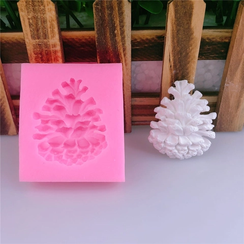 Moule en Silicone 3D en Forme de Pomme de Pin DIY pour Décoration de Gâteau de Noël Fondant Chocolat Savon Artisanal Bougie Résine Rose