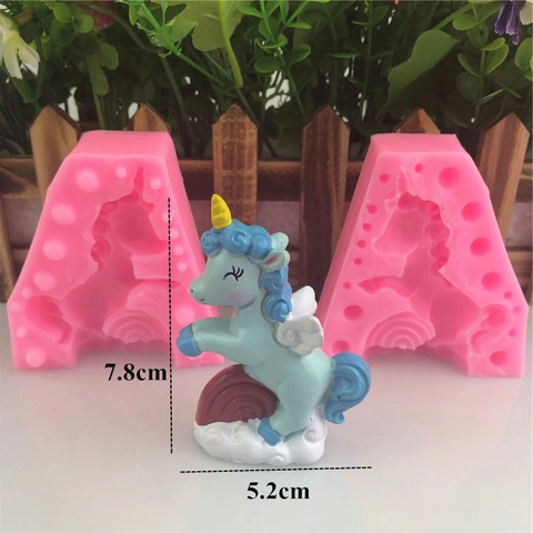 Molde de Silicona para Pasteles de Unicornio DIY para Fondant Chocolate Mousse Helado Herramienta de Repostería 3D
