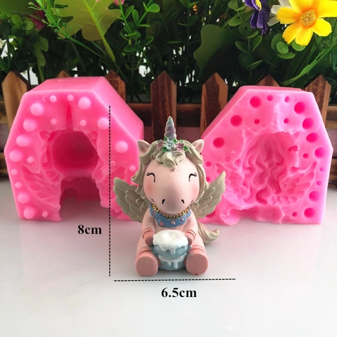 Molde de Silicona de Unicornio Sentado 3D Para Decoración de Pasteles Mousse Helado Chocolate DIY Herramienta de Horneado