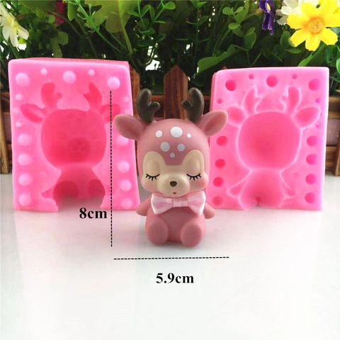 3D Sika Deer Silicone Mold For Mousse Cake Ice Cream Fondant DIY Baking Tool Reusable Animal Shape Antler Decor Mold
