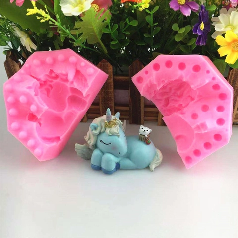 Schlafendes Regenbogen Einhorn 3D Silikonform Für Mousse Eis Schokolade Fondant Kuchendekoration DIY Backwerkzeug Zubehör