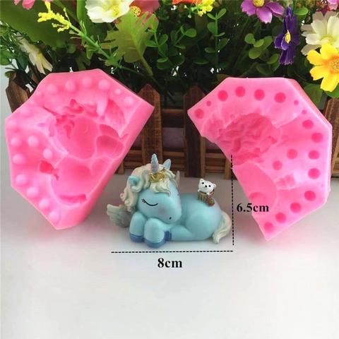 Schlafendes Regenbogen Einhorn 3D Silikonform Für Mousse Eis Schokolade Fondant Kuchendekoration DIY Backwerkzeug Zubehör