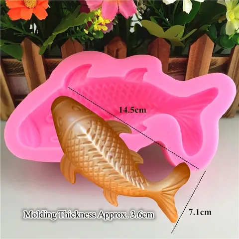 Large 3D Carp Fish Shape Silicone Mold Pink Fondant Cake Decorating Tools For Chocolate Soap Resin Gypsum Baking Mold