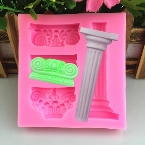Roman Column Silicone Mold DIY Fondant Cake Decorating Tools Chocolate Mold Plaster Resin Craft European Architecture Column Head Bakeware Tools