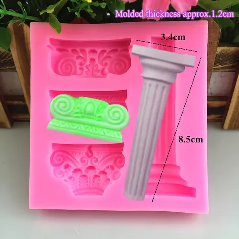 Roman Column Silicone Mold DIY Fondant Cake Decorating Tools Chocolate Mold Plaster Resin Craft European Architecture Column Head Bakeware Tools