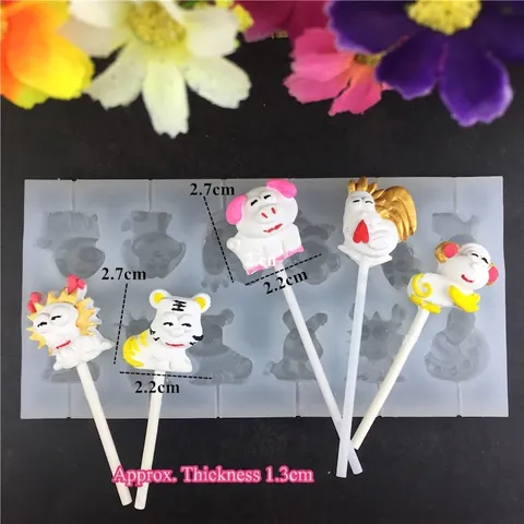 Silikonform 12 Sternzeichen Tiere Handgemacht Fondant Tortendeko Werkzeuge DIY Schokolade Lolli Süßigkeiten Backform
