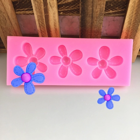 Stampo in Silicone a 3 Cavità con Fiori a Cinque Petali per Fondente Cioccolato Cottura DIY Strumento Decorativo Rosa