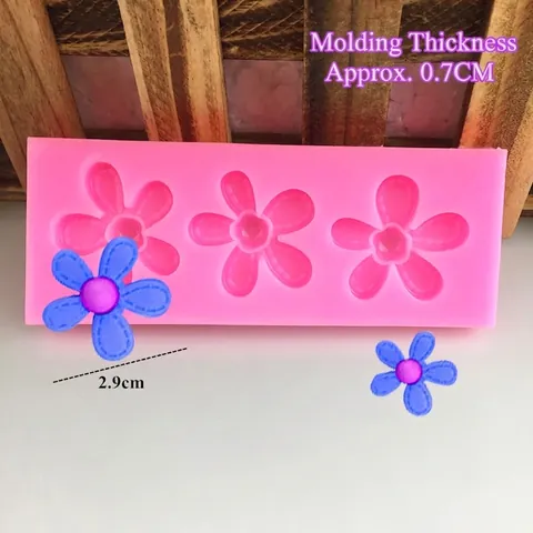 Stampo in Silicone a 3 Cavità con Fiori a Cinque Petali per Fondente Cioccolato Cottura DIY Strumento Decorativo Rosa