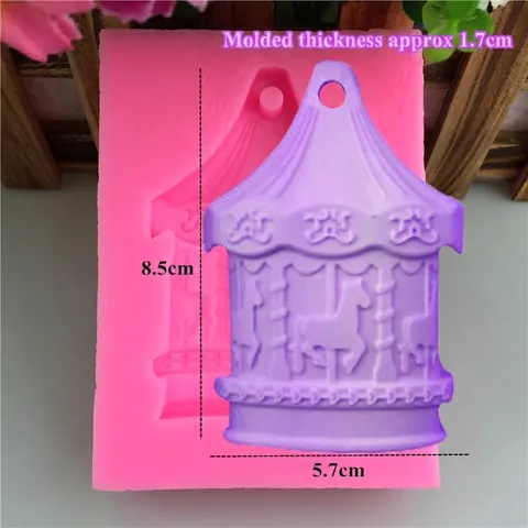 Carousel Horse Silicone Mold For Cake Decoration Plaster Fondant Craft Pink Fairground Style Baking Tool Home Decor
