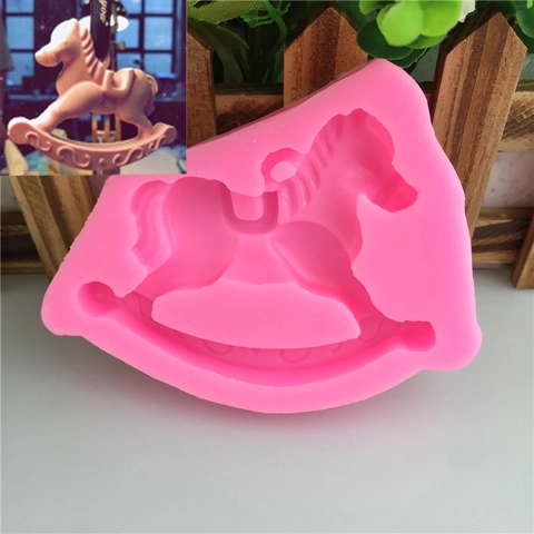 Rocking Horse Silicone Mold For Cake Decorating Fondant Chocolate Handmade Soap Plaster DIY Crafting Animal Shape Mold