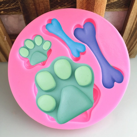 Dog Paw And Bone Shape Silicone Mold For DIY Handmade Fondant Cake Chocolate Making Candy Cupcake Decorating Baking Tool