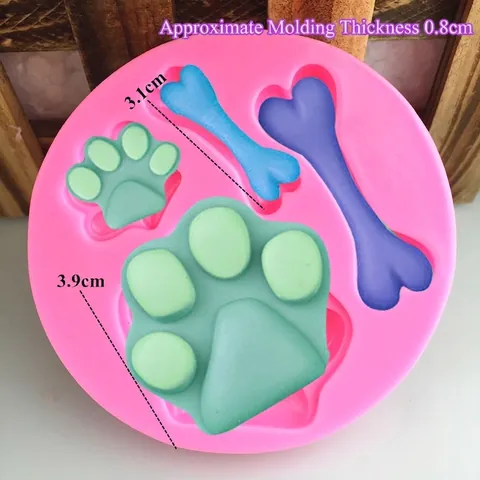 Dog Paw And Bone Shape Silicone Mold For DIY Handmade Fondant Cake Chocolate Making Candy Cupcake Decorating Baking Tool