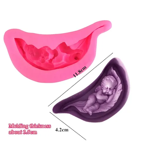 3D Schlafendes Baby Auf Feder Silikonform Für DIY Fondant Kuchen Schokolade Handgemachte Seife Aromatherapie Gips Rosa Backform