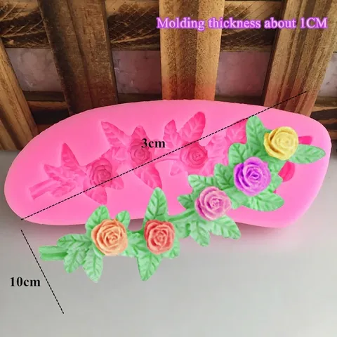 Rose Flower Leaf Garland Silicone Fondant Cake Mold Vine Flower Bouquet Design Baking Decoration Tool For DIY Sugar Craft