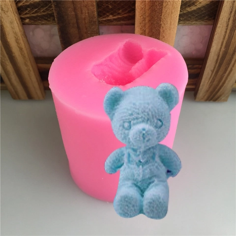 Stampo in Silicone a Forma di Orso 3D Rosa per Decorazione Torte Fondente Fai da Te Candela Sapone Cioccolato