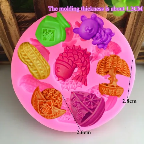 Chinesisches Neujahr Stil Silikonform Für Fondant Tortendeko Koi Fisch Glückskatze Barren Form DIY Handgemachte Backform