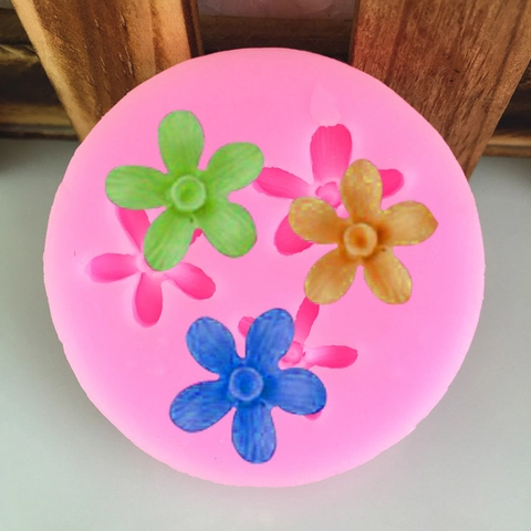 DIY Mini Flower Silicone Mold For Fondant Cake Decoration Chocolate Clay Handmade Craft Tool Pink Floral Baking Mold
