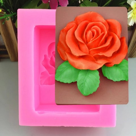 Grande Stampo in Silicone a Forma di Rosa Con Foglie DIY Sapone Artigianale Candela Resina Torta Fondente Strumento di Decorazione