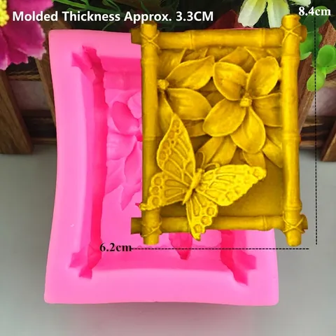 Vlinder Bamboe Omheining Reliëf Siliconen Mal Voor Handgemaakte Zeep Gips Chocolade Cake Mousse DIY Bakken Roze Mal