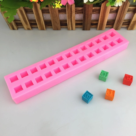 3D Alphabet Cube Square Silicone Mold For Handmade Soap Chocolate Candle Resin Craft Making DIY Baking Cake Decorating Tool