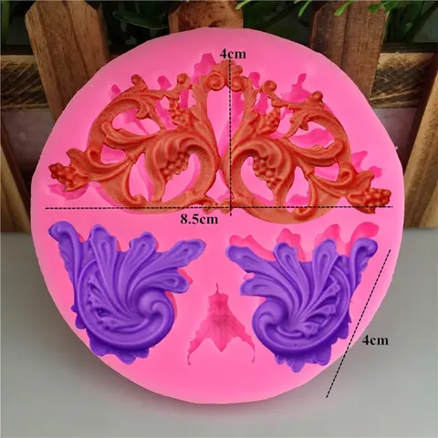 Barock Relief Blume Ranke Silikonform Symmetrisch Sugarcraft Fondant Tortenrand Dekoration DIY Backwerkzeug Rosa Silikonform