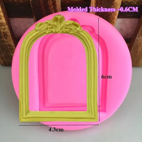 European Arch Picture Frame Shape Silicone Cake Mold Vintage Floral Relief Design Fondant Chocolate DIY Baking Mold Tool