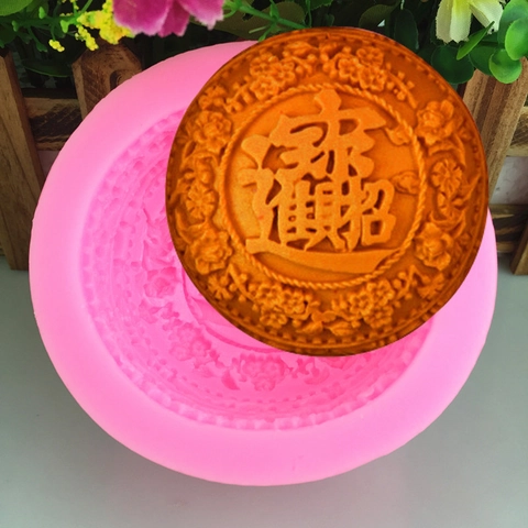 Ronde Siliconen Vorm Met Traditioneel Bloemenreliëf En Zegentekens Voor Het Bakken Van Mooncake Handgemaakte Zeep DIY Tool