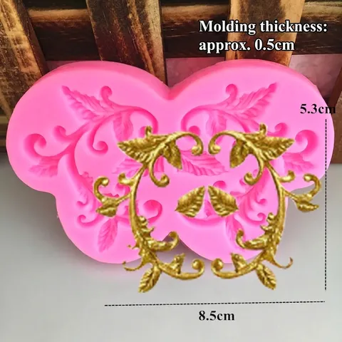 Vintage Barock Schnörkel Blatt Ranke Silikon Kuchenform Fondant Schokolade Ton DIY Backen Dekoration Rosa