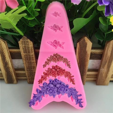 Rosenblumen Girlande Silikonform Rosa 3D Fondant Kuchendekoration Werkzeug Handgemachte Handwerk Backform Für DIY Tortenauflage