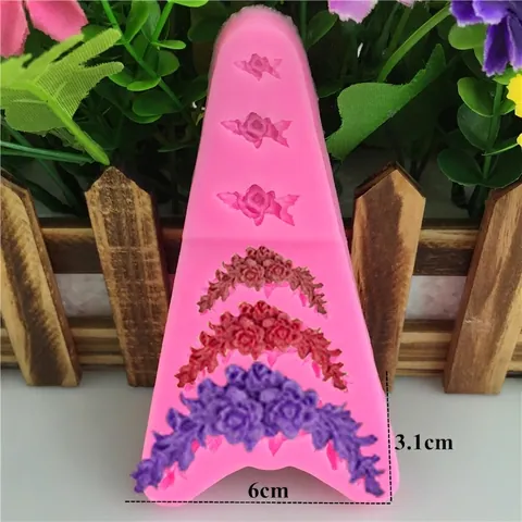 Rosenblumen Girlande Silikonform Rosa 3D Fondant Kuchendekoration Werkzeug Handgemachte Handwerk Backform Für DIY Tortenauflage