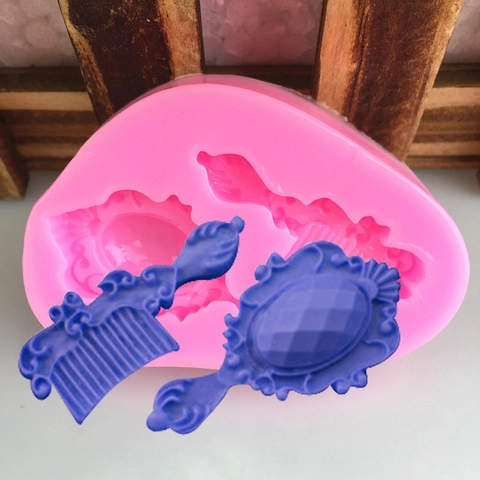 DIY Handspiegel Und Kamm Form Silikonform Für Fondant Tortendeko Handgefertigte Seife Harz Ton Basteln Backwerkzeug